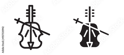 Cello icons in black line and filled versions