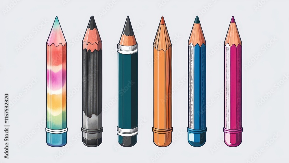 Obraz premium Colorful Pencils Art Supplies Drawing Tools Stationery