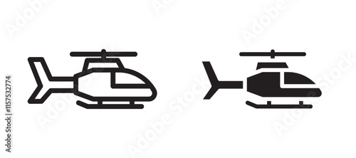 Helicopter icons in black line and filled versions