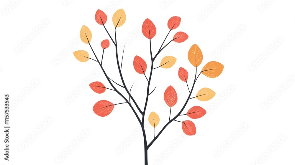 Autumn Branch with Orange and Yellow Leaves Autumn Branch with Orange and Yellow Leaves