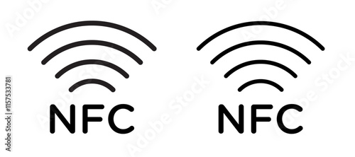 Nfc icons in black line and filled versions