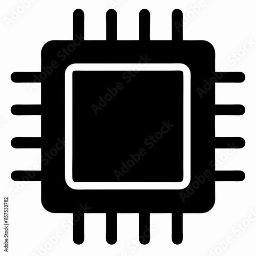 CPU Black Silhouette Vector