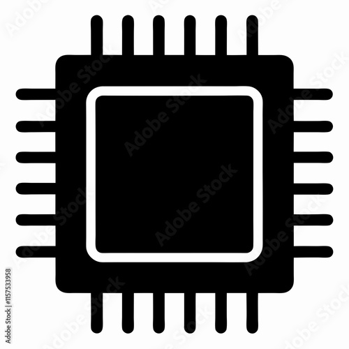 CPU Black Silhouette Vector