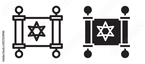 Scroll Torah icons in black line and filled versions