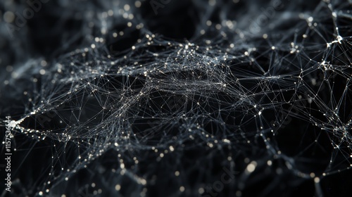 Abstract dark background with glowing web like texture.