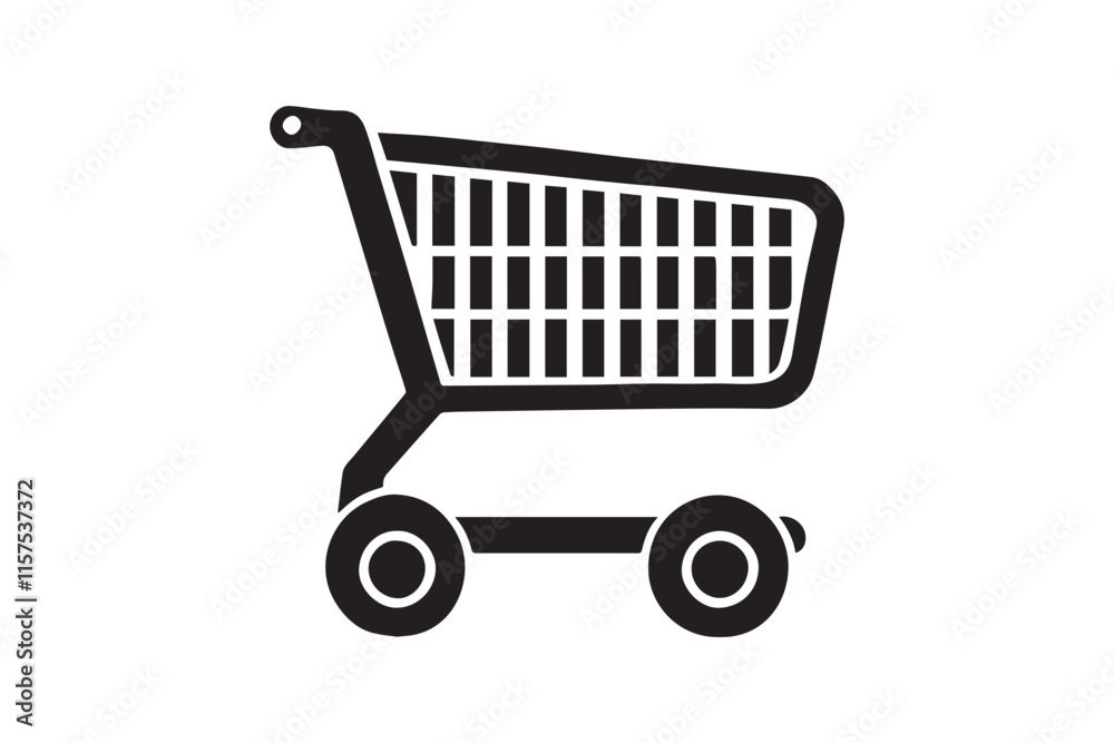 simple black an white shopping cart vector silhouette isolated on a white background simple black an white shopping cart vector silhouette isolated on a white background