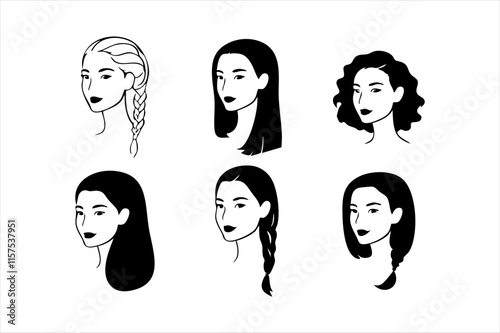 Woman with Curly Hair – Black Silhouette Profile, Great for Modern Illustrations and Designs