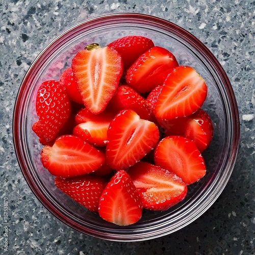 Obraz na płótnie halved strawberries in a bowl w salonie