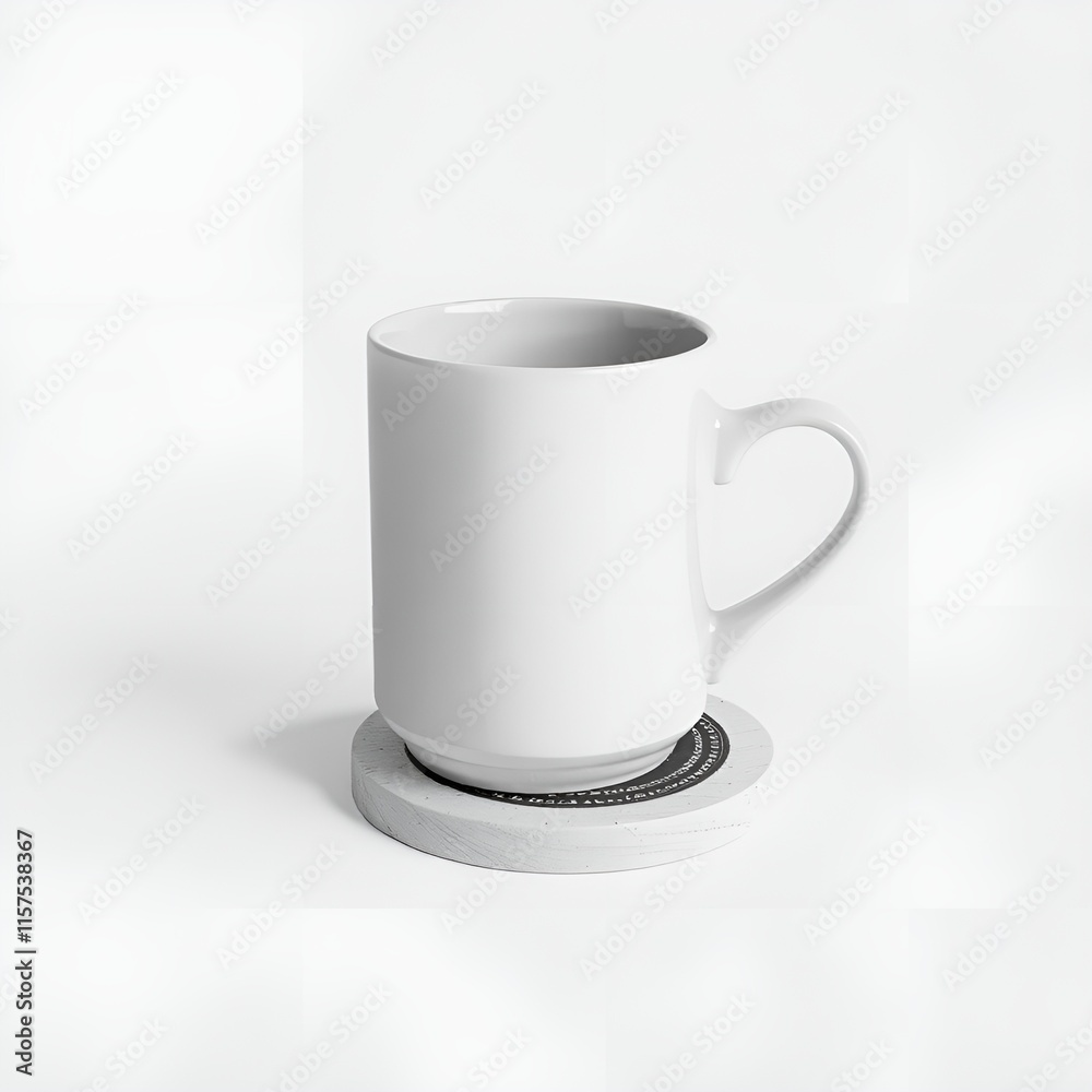 Mug mockup with coaster in empty space ready for branding and design Mug mockup with coaster in empty space ready for branding and design