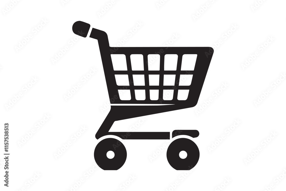 simple black an white shopping cart vector silhouette isolated on a white background simple black an white shopping cart vector silhouette isolated on a white background