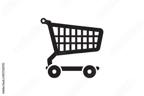 simple black an white shopping cart vector silhouette isolated on a white background