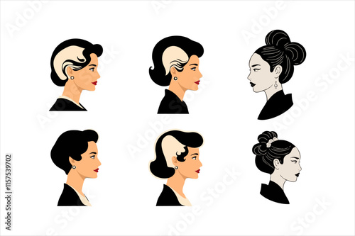 Woman's Profile Silhouette – Graceful and Elegant with Curly Hair, Perfect for Artistic Projects