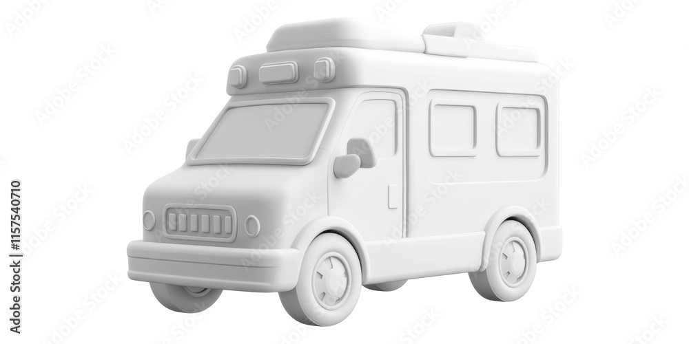 White 3d van model isolated on transparent background White 3d van model isolated on transparent background