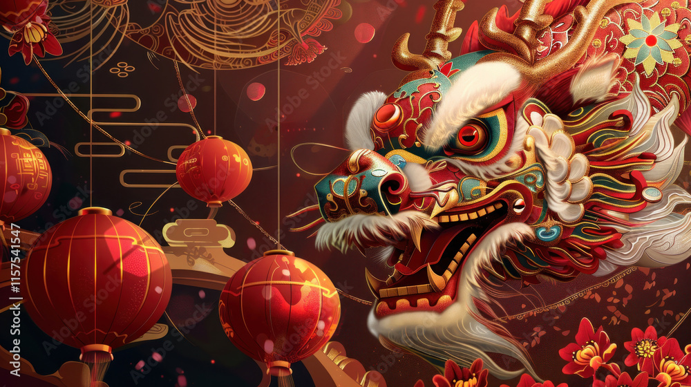 Chinese New Year traditions, traditional festive theme, vibrant colors, rich red and gold details, detailed cultural elements, high-resolution illustration Chinese New Year traditions, traditional festive theme, vibrant colors, rich red and gold details, detailed cultural elements, high-resolution illustration