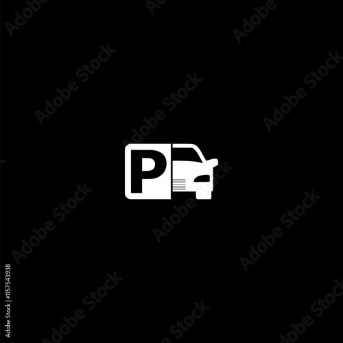 Car parking icon isolated on dark background