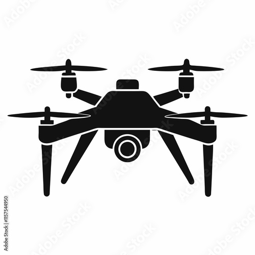 Drone Node Silhouette Vector Art