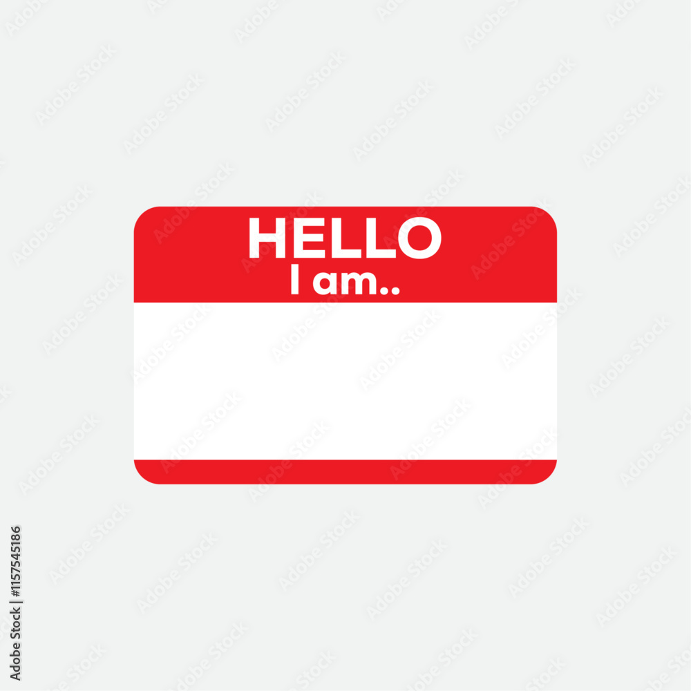 Hello, I am..., Sticker vector isolated Hello, I am..., Sticker vector isolated