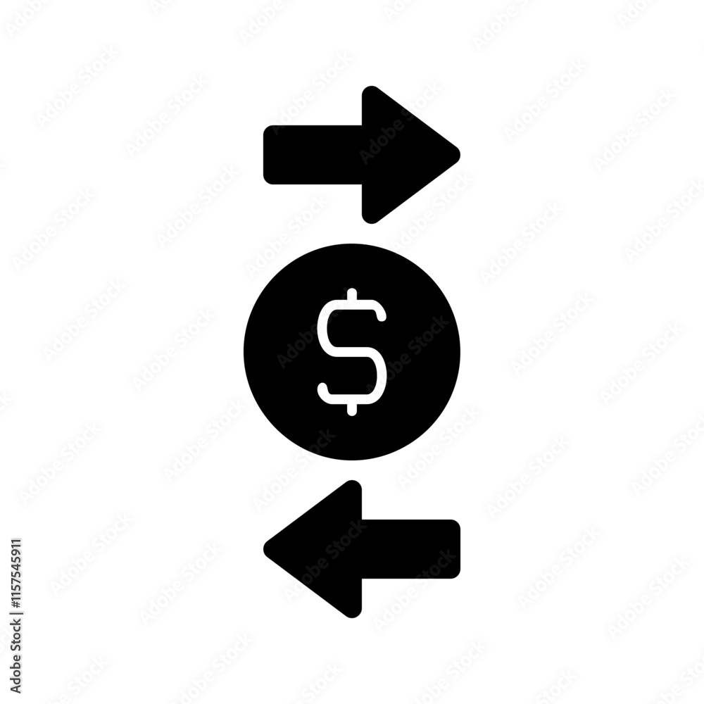 Money transfer icon with arrows. Concept of financial transaction, exchange, and currency. Money transfer icon with arrows. Concept of financial transaction, exchange, and currency.
