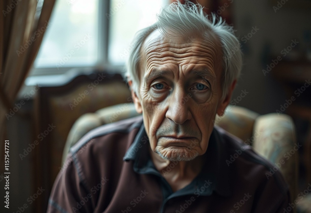 Elderly man with a sad expression