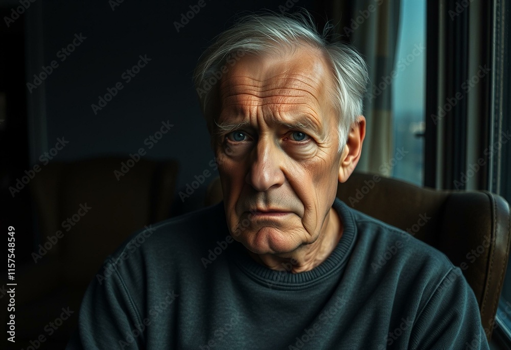 Melancholic portrait of a 65-year-old male Melancholic portrait of a 65-year-old male