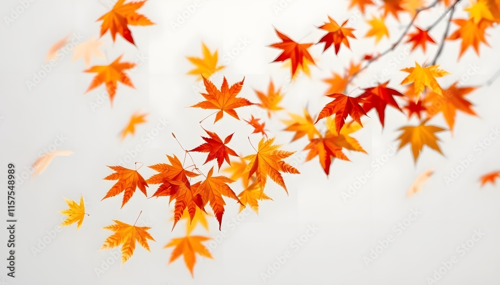 Autumn maple leaves blowing in the air. Movement and natural flow isolated against a transparent background Autumn maple leaves blowing in the air. Movement and natural flow isolated against a transparent background