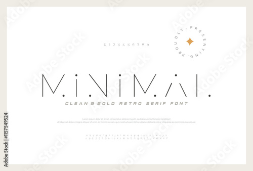 Minimal modern alphabet fonts and numbers. Abstract urban thin line font typography typeface uppercase lowercase. vector illustration