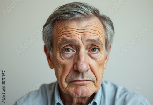 Old male with disappointed expression photo