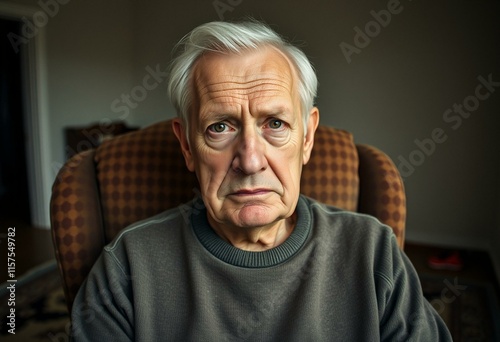 Portrait of a 65-year-old male with a look of deep disappointment