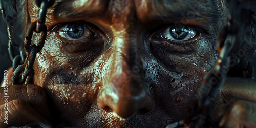 Close-up Photograph of a Man's Face with Chain