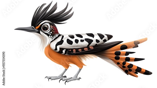 Vibrant Digital Illustration of a Hooded Pitta Bird Against a White Background AI Generated photo