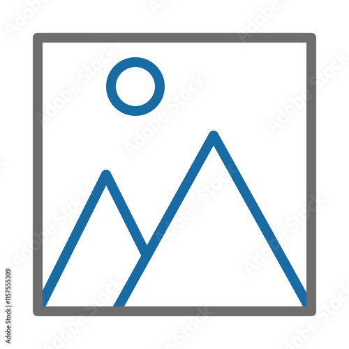 Mountain landscape icon. Concept of travel, adventure, and exploration. photo