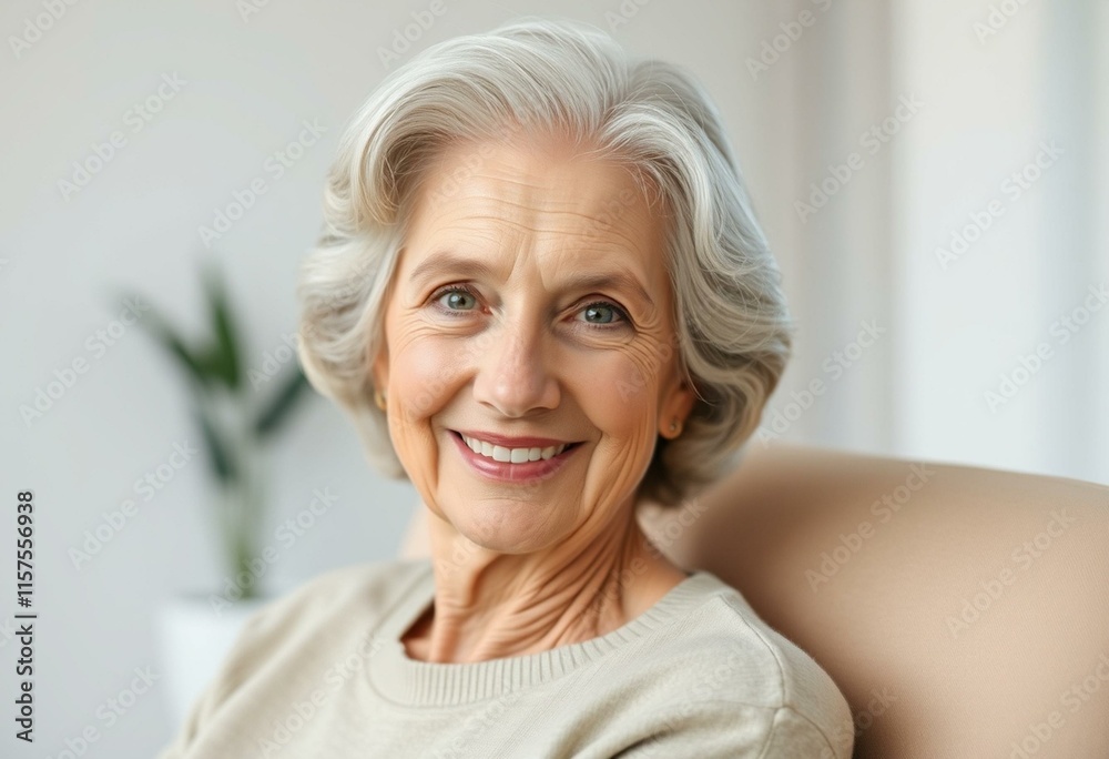 Fototapeta premium Portrait of a 65-year-old woman with a warm smile