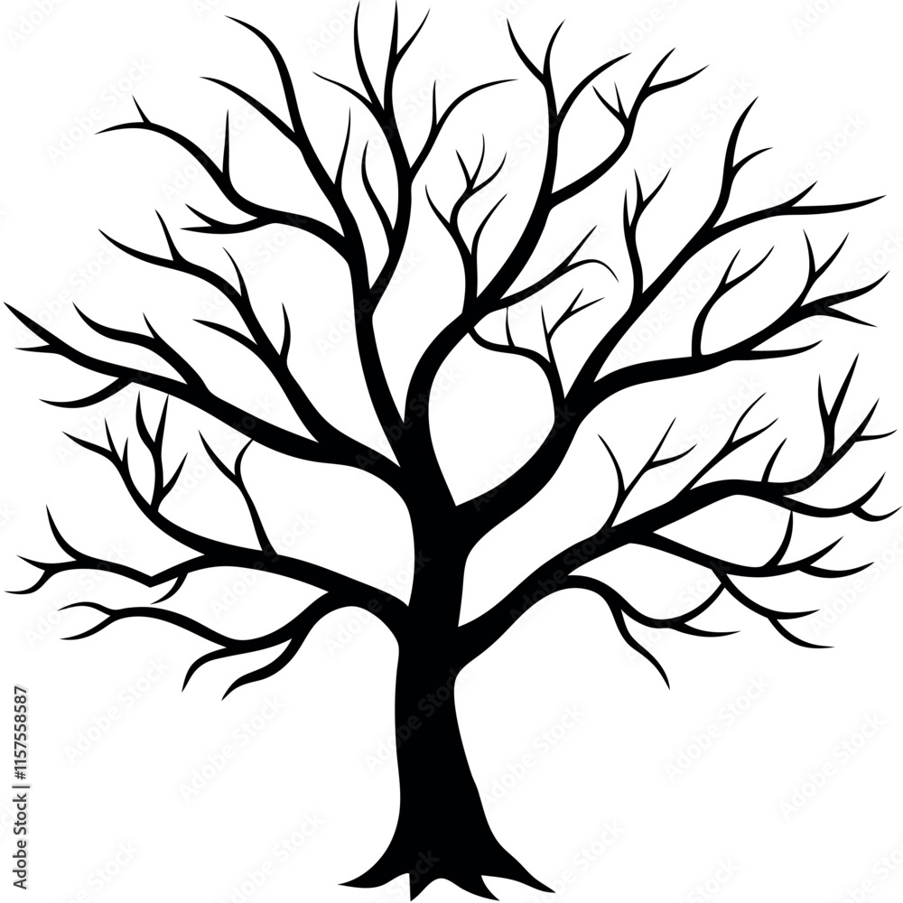 Obraz premium Vector illustration bare tree silhouette