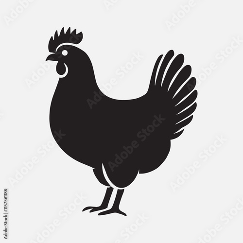 Hen cock rooster chicken chick Farm animal poultry broiler icon silhouette vector  isolated on white background