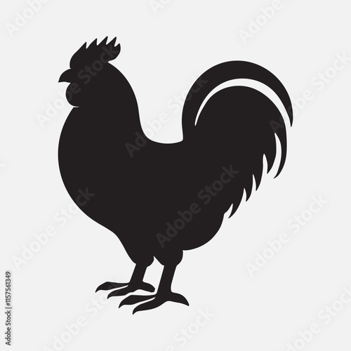 Hen cock rooster chicken chick Farm animal poultry broiler icon silhouette vector  isolated on white background