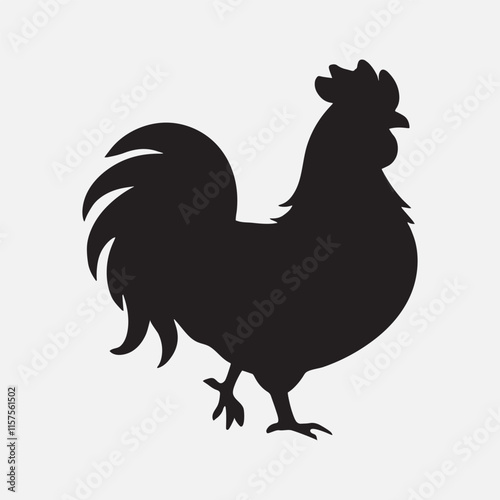 Hen cock rooster chicken chick Farm animal poultry broiler icon silhouette vector  isolated on white background