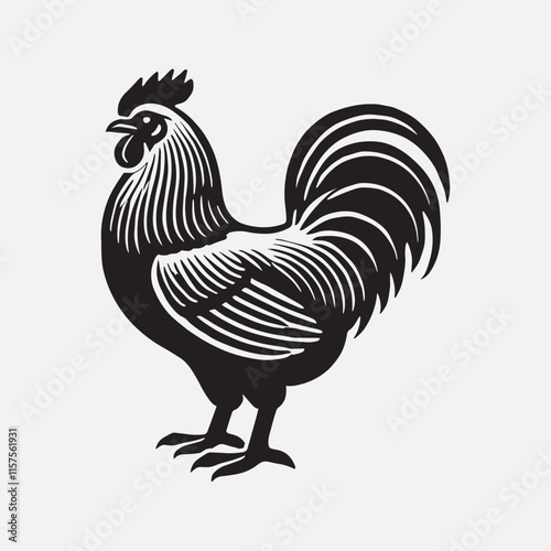 Hen cock rooster chicken chick Farm animal poultry broiler icon silhouette vector  isolated on white background
