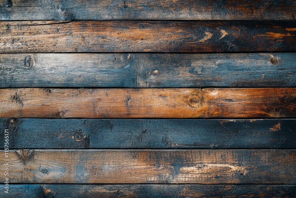 Weathered wooden planks in various shades create a rustic and textured wall background Weathered wooden planks in various shades create a rustic and textured wall background