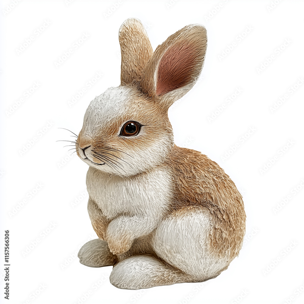 Fototapeta premium Cute light brown and cream-colored rabbit isolated on a white background,