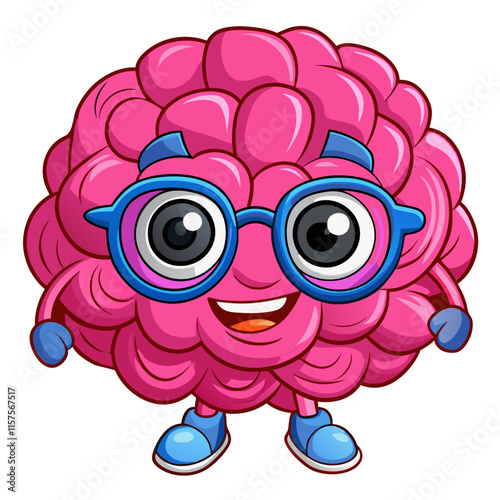 Wallpaper Mural Brain in glasses. Clever mind education character. Cartoon geek genius mascot. Smart and knowledge comic graphic Torontodigital.ca