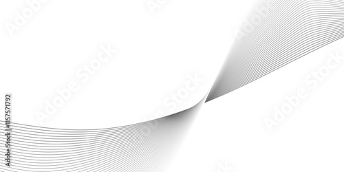Wave with lines created using blend tool. Curved wavy line. Digital frequency track equalizer. Abstract colorfull wave element for design Stylized line art background.Vector illustration.