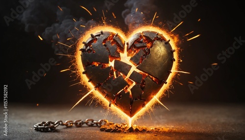 Burning heart in the fire