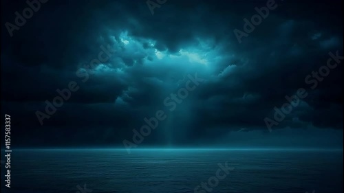 lightning strike over the ocean hyper realistic in night sky