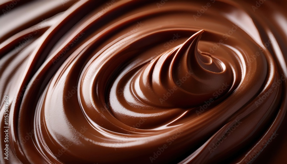 Close-up of smooth chocolate-like cream texture with swirling patterns in rich brown tones Close-up of smooth chocolate-like cream texture with swirling patterns in rich brown tones