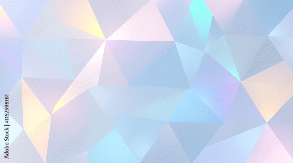 Obraz premium Abstract Iridescent Geometric Background: Shimmering pastel hues and a captivating interplay of light and shadow create a mesmerizing backdrop for your design projects.