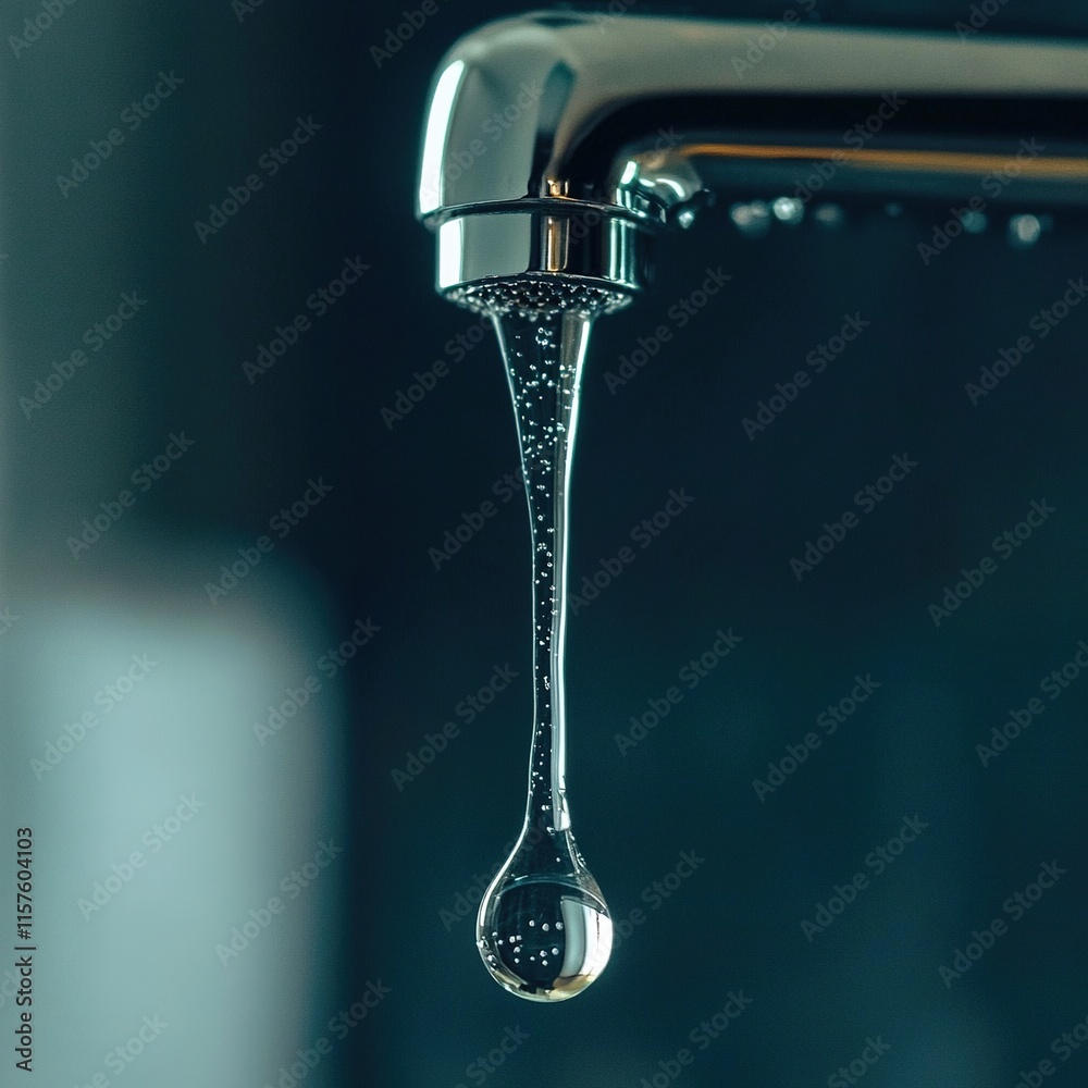 Drop of Water Falling from Faucet. Closeup Drop of Water Falling from Faucet. Closeup