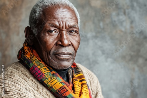 Portrait showcases wisdom and strength through expressive featur photo