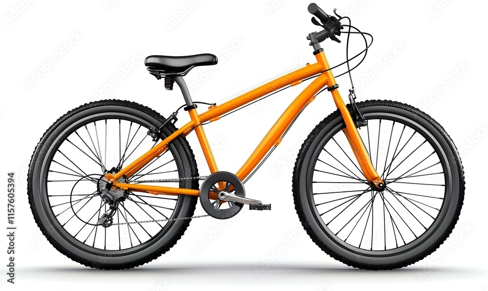 Vibrant Orange Bicycle on White Background, a sleek and modern design showcasing its stylish frame and eye-catching color for urban commuting. Vibrant Orange Bicycle on White Background, a sleek and modern design showcasing its stylish frame and eye-catching color for urban commuting.