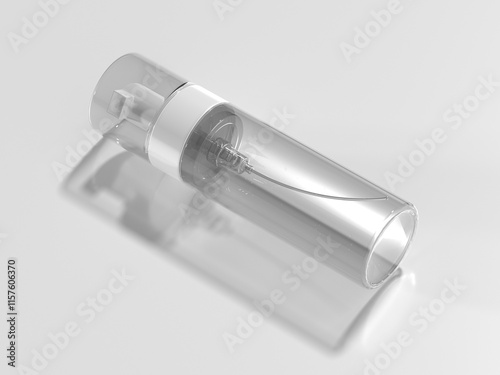 3D render, Transparent foam pump bottle mockup with spring mechanism