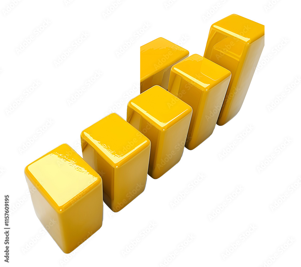 Business growing graph icon yellow colour 3D object on white background High quality photo Business growing graph icon yellow colour 3D object on white background High quality photo